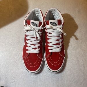 Racing Red/True White Sk8-Hi Vans Size 5 kids